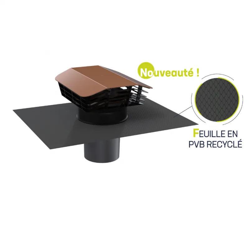 Sortie de toit VMC toiture plate & shingle — Ø 125/160